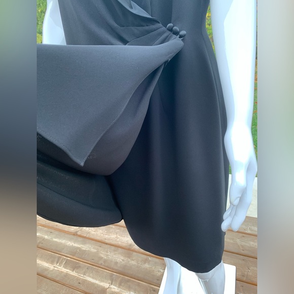 Gorgeous mini black tuxedo style prom party dress black satin double collar US12 - Picture 6 of 10